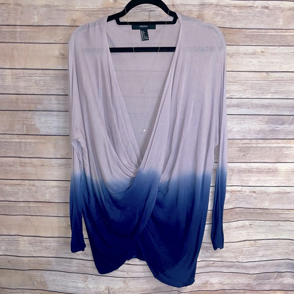 Ombré Purple Deep V High-Low Top - Picture 2 of 8